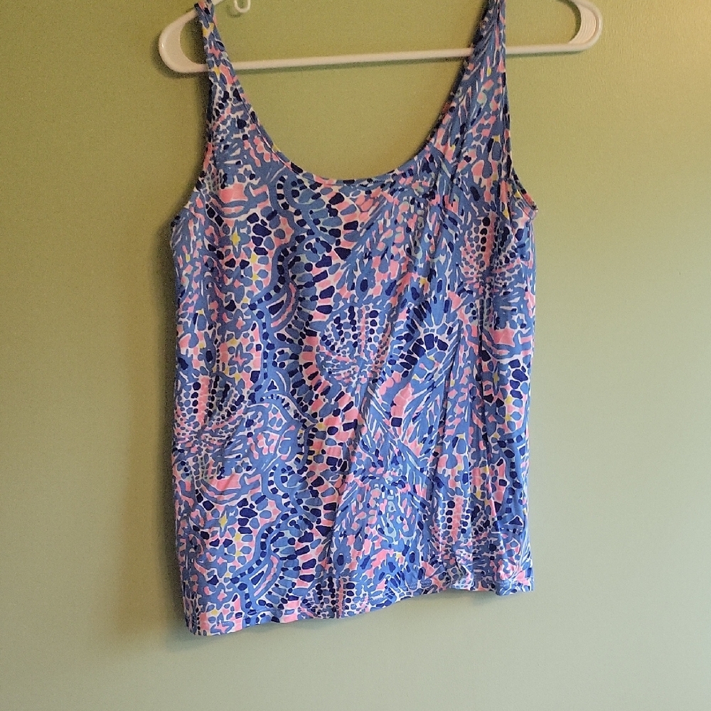 Lilly Pulitzer Blue and Pink Patterned Camisole